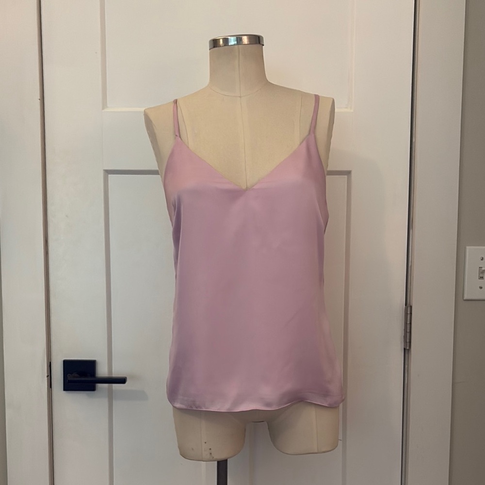 Jay Godfrey Elegant Lilac Silk Tank Top with Open Back